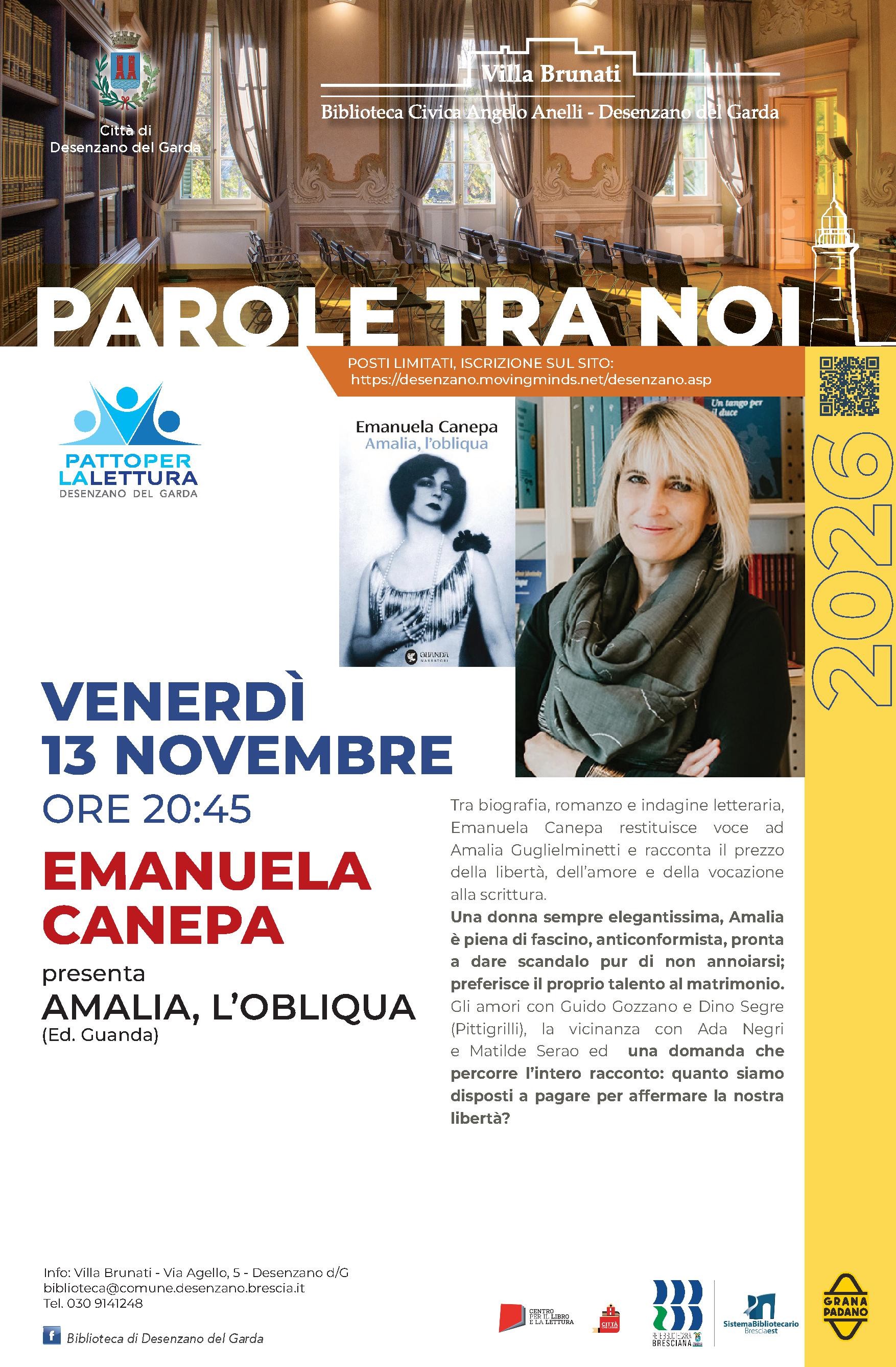 venerdì 13 novembre, ore 18:00 PAROLE TRA NOI: Emanuela Canepa